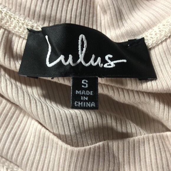 Lulus Sz S Mercurio Beige Ribbed Long Sleeve Top - Picture 3 of 11